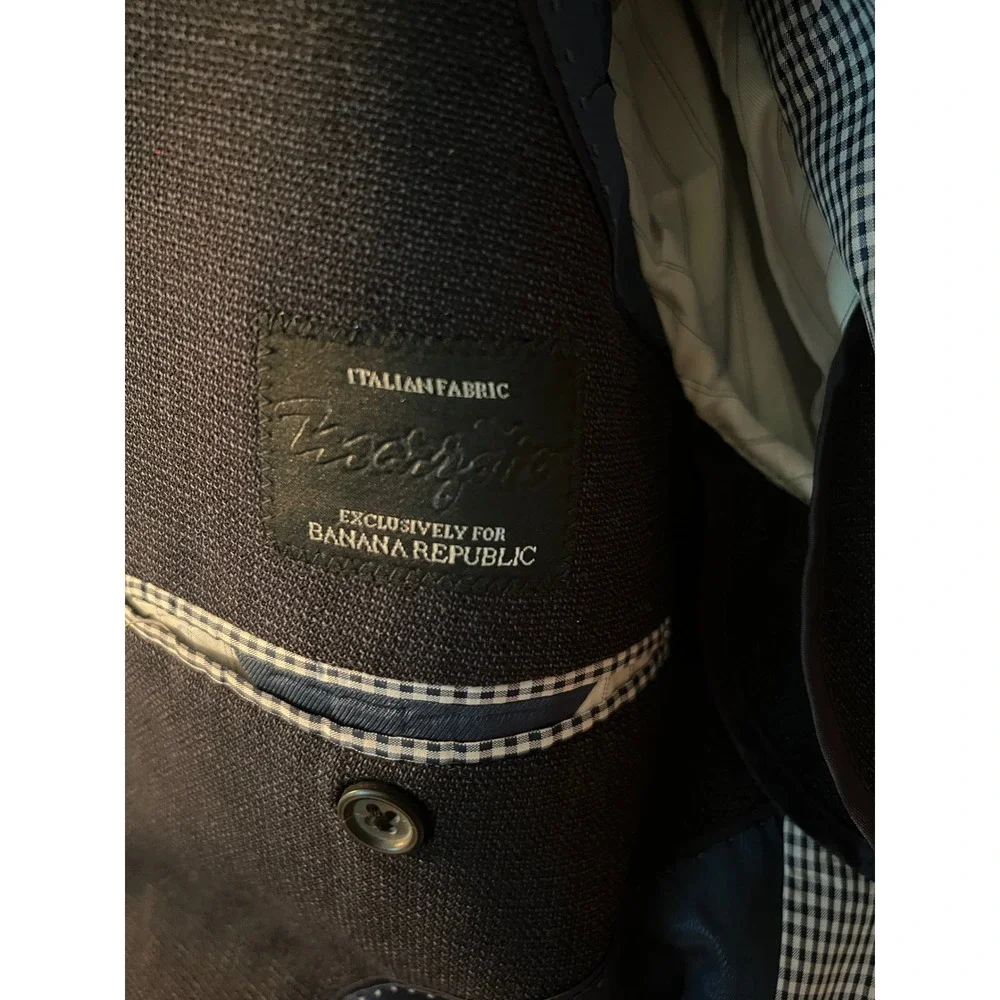 Dark Academia Prep Banana Republic Modern Slim Fit Blazer Mens 36R Navy Blue
